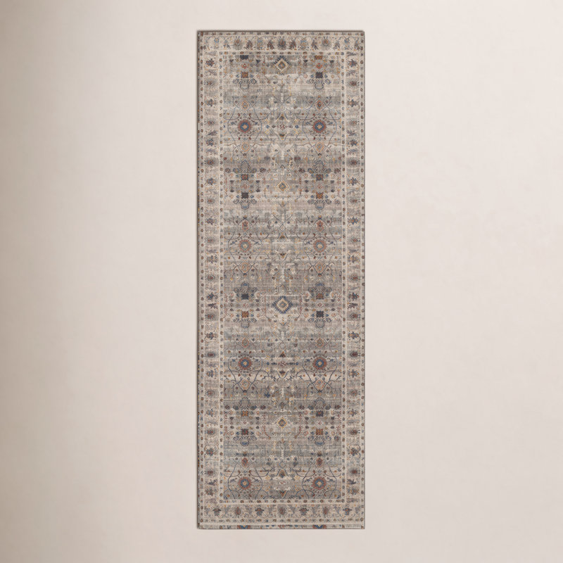 Applecroft Gray Oriental Rug, Round 5'