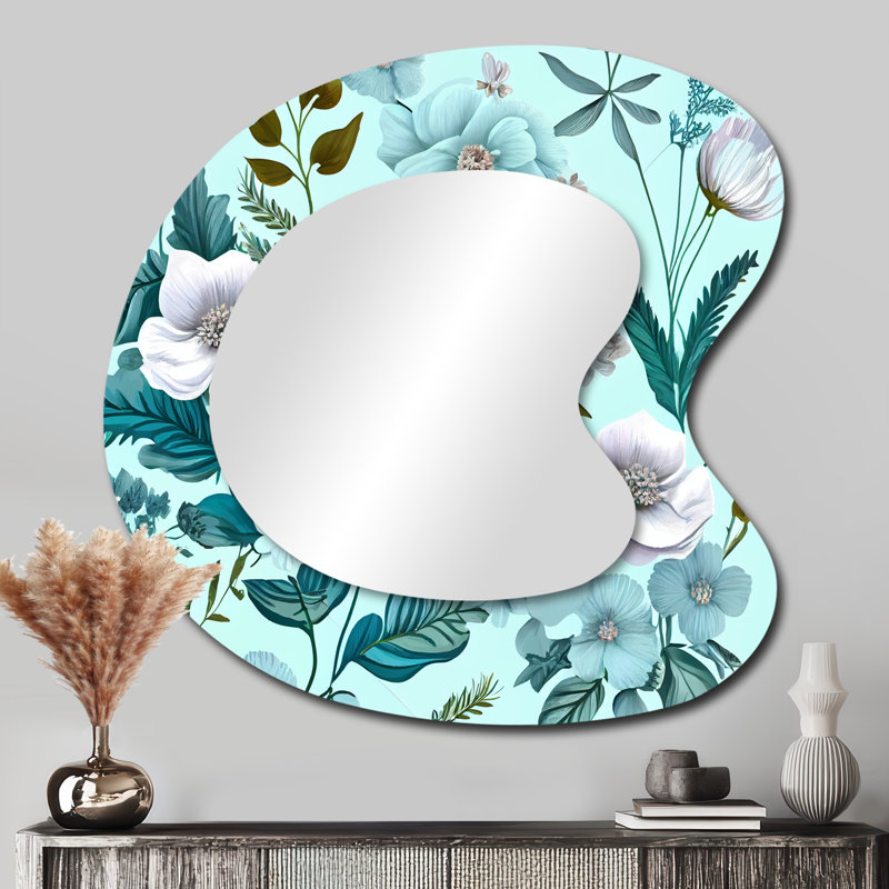 Miroir mural traditionnel irrégulier en fleurs, 33 po x 33 po