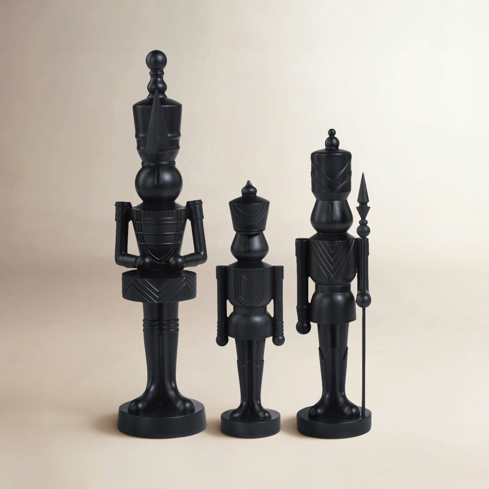 3-Piece Soldier Nutcracker Figurine Set, Black