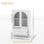 Armoire de rangement Farmhouse avec portes en verre arquées, plateau à niveaux et conception à 2 tiroirs pour une utilisation polyvalente à la maison