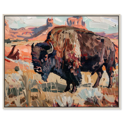 Bison At Pasture Canvas Vintage Farmhouse Wall Art by Art Remedy