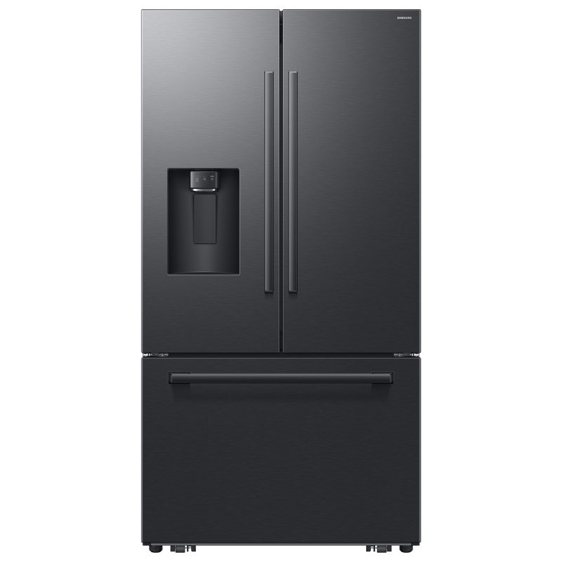 Samsung Bespoke AI 29 cu. ft. 3-Door French Door Refrigerator with Zero Clearance Fit & Sphere Ice in Matte Black Steel, 34"