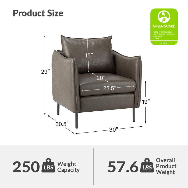 Fauteuil Paolo, Similicuir gris
