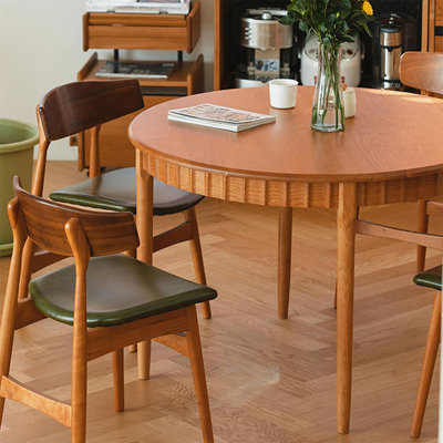 Burlywood Round Solid Dining Table For Dining Room/Kitchen