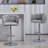 360° Fabric cover Swivel Bar Stools Set of 2, Adjustable Counter Height Bar Chairs with Woven Back & Footrest,Silver chromed Bar Stools for Kitchen Island, Cafe, Pub-820814076