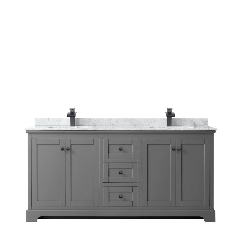 Ensemble de meuble-lavabo double 72 po Avery, Gris foncé, Noir mat