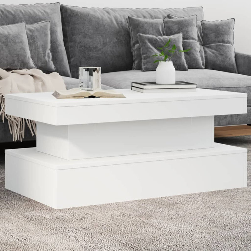 Table basse avec lumières DEL 19,7 po x 15,7 po, Noir