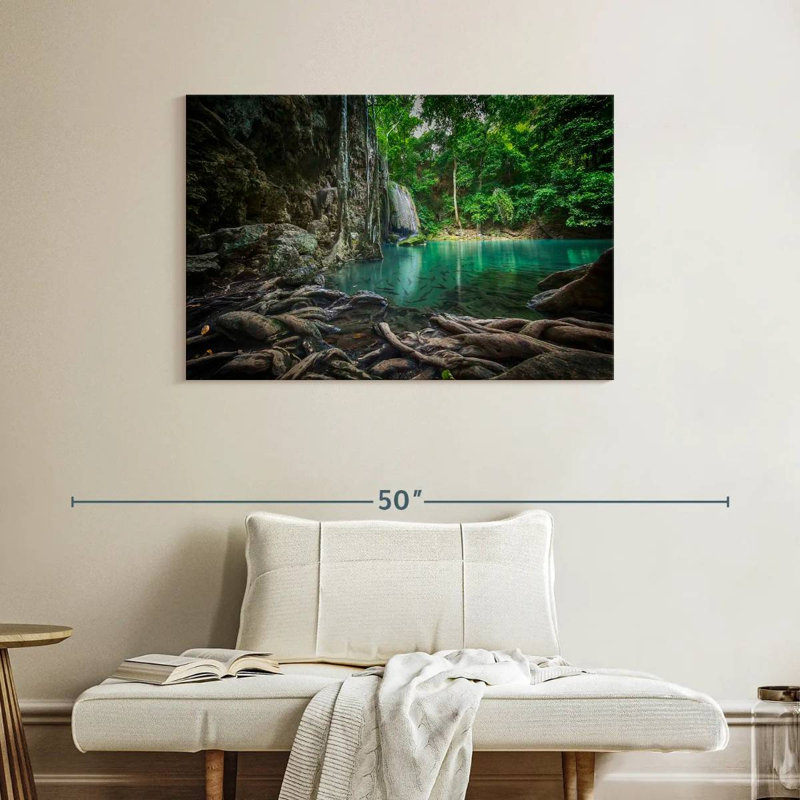 Paysage de cascade Kavia Erawan, H 26 po x l 39 po
