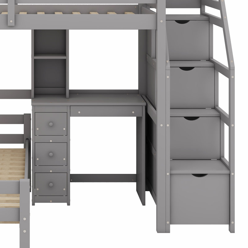 Lit mezzanine avec lit autonome, Gris