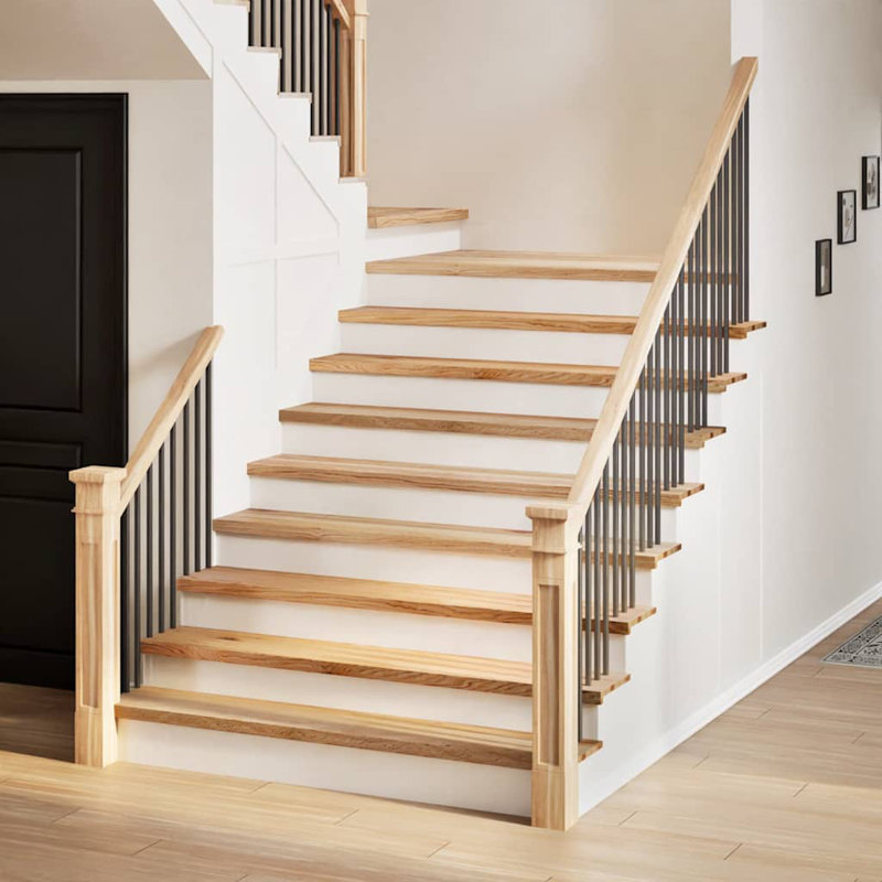  Ensemble de 4 marches d'escalier en bois de chêne massif naturel, 4 Pieces Included, Rectangle 35.4" x 11.8", Oak 