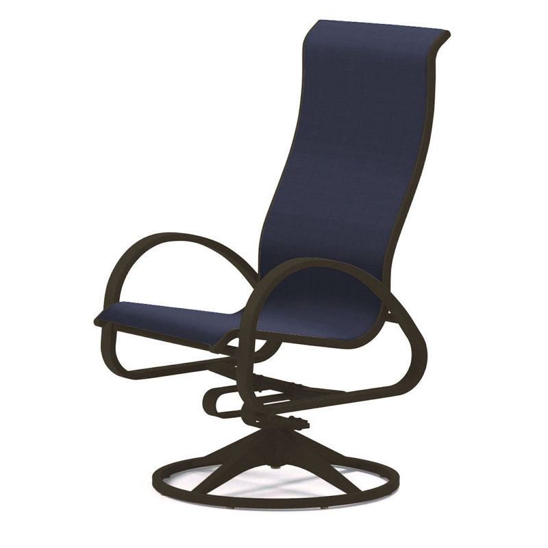 Fauteuil de patio pivotant Hiraku, Bois de plage texturé, Bleu marine 13D Sunbrella®