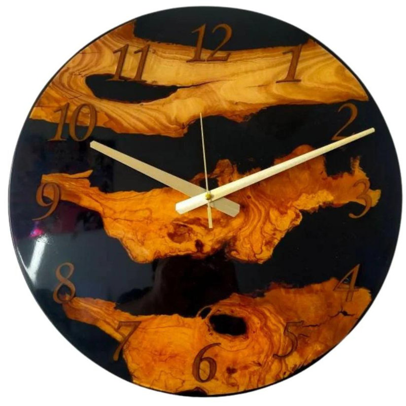 Horloge murale en bois, H 12 po x l 12 po x P 2 po