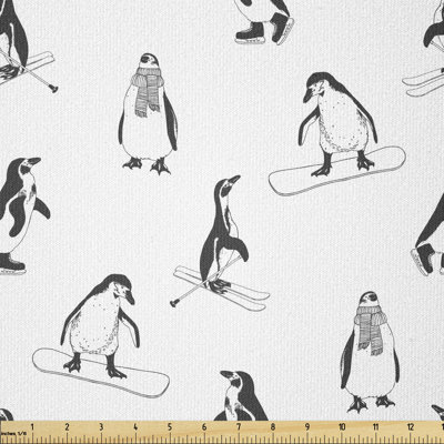 Deveda Skiing Penguins on Snowboards Multi-Purpose Fabric