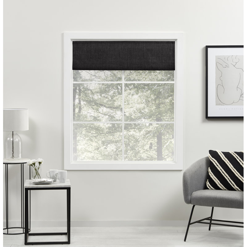 Acadia Black Cordless Total Blackout Roman Shade 31" x 64"