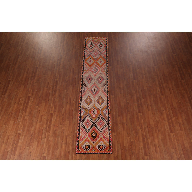 Tapis de couloir turc vintage en laine Oushak 3 x 12
