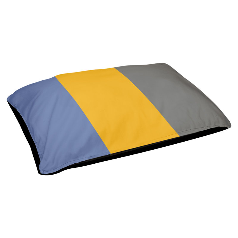 Coussin rectangulaire designer Atlanta, Moyen (L 30 po x l 40 po), Bleu basketball / jaune basketball / gris basketba
