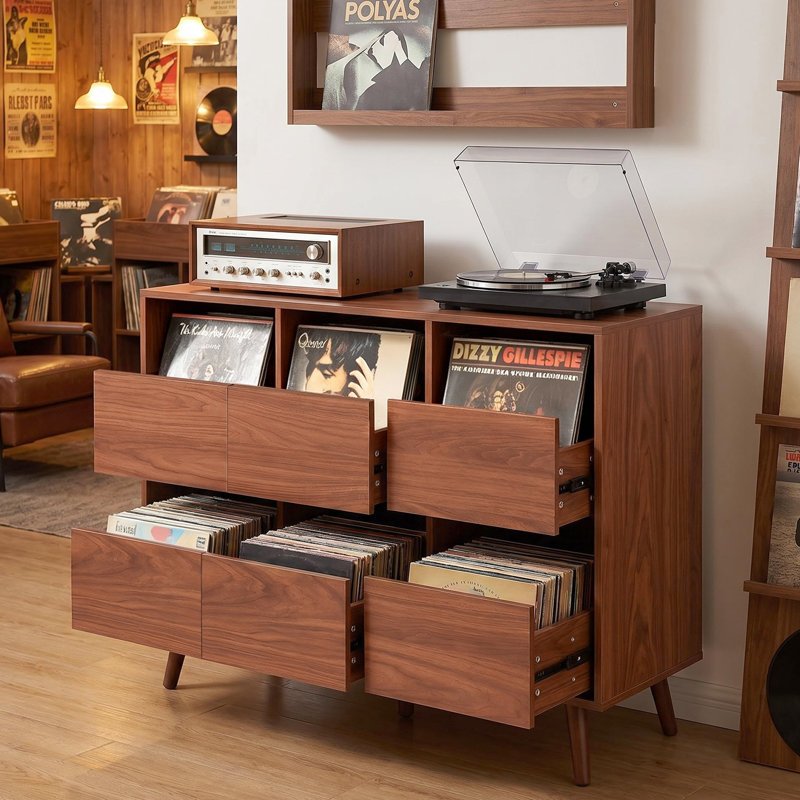 Support pour tourne-disque 44,1 po Mid-Century