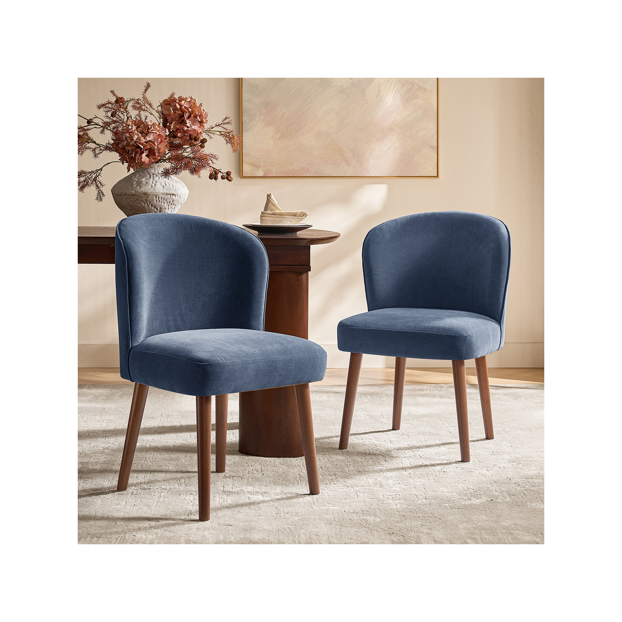 Davia Upholstered Dining Chair, Slate Blue
