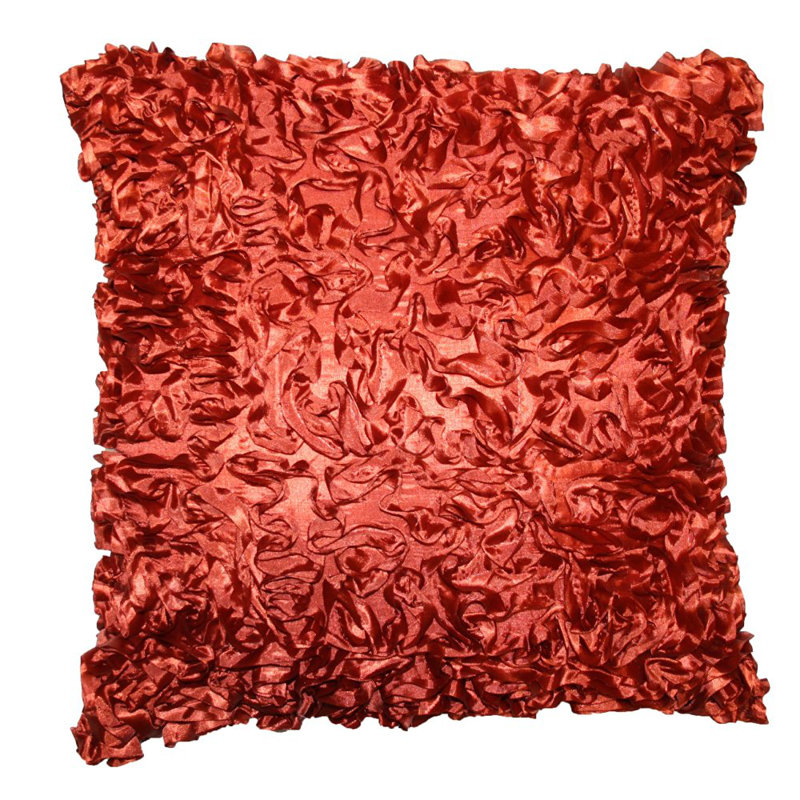 Silky Abstract Embroidered Pillow Cover, Red