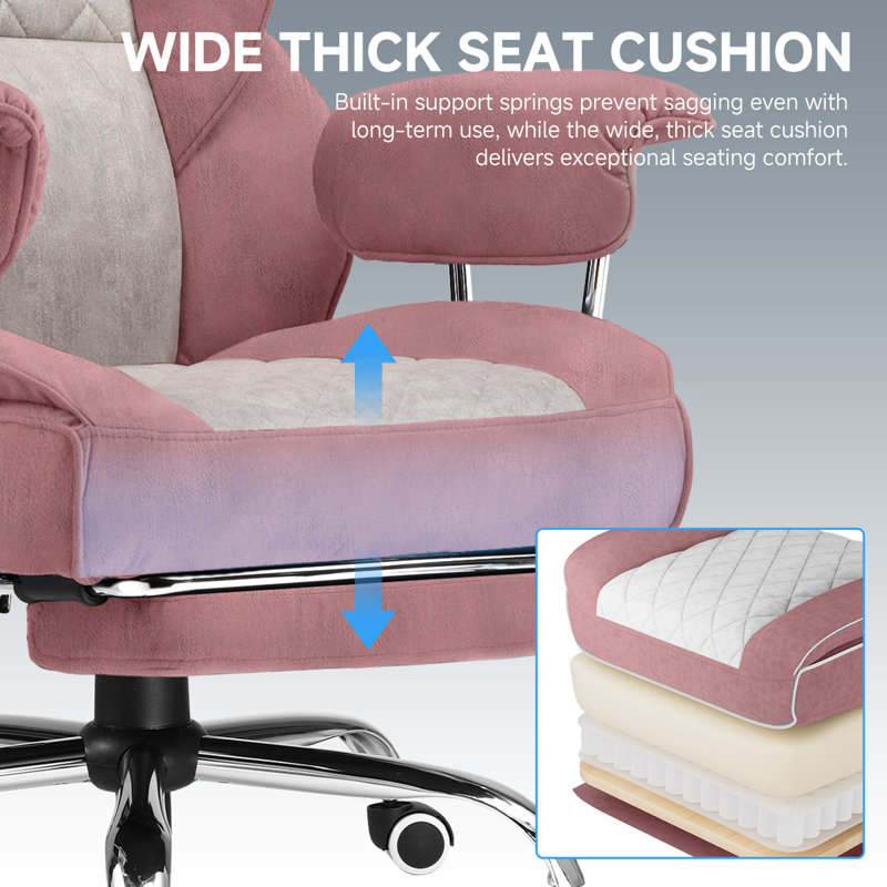 Inbox Zero Adjustable Reclining Ergonomic Faux Leather Swiveling PC & Racing Game Chair, Pink