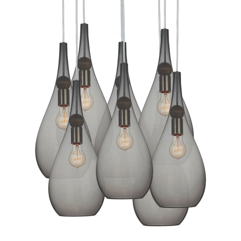 Earth 8 - Light Chandelier, No Bulb Included, Brushed Nickel, 108" H x 18" W x 18" D