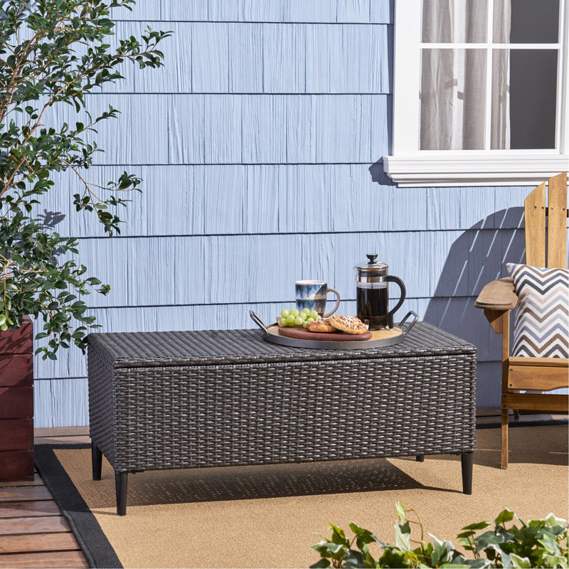 Banc de rangement en rotin pour l'extérieur, Gris