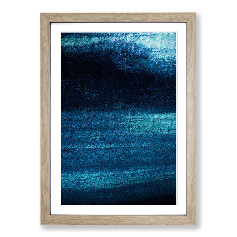 Midnight Blue in Abstract - Picture Frame Graphic Art Print on MDF, 65cm H x 48cm W x 2cm D, Oak Framed