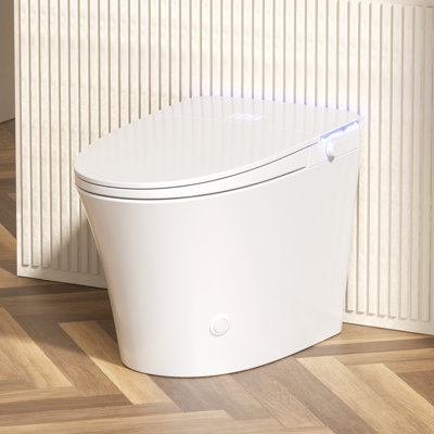 Smart Toilet With Auto Open/close, Foam Shield, Ada Comfort Height Heated Seat, Warm Water/dryer, Modern Elongated Bidet Toilet With Night Light For Bathrooms