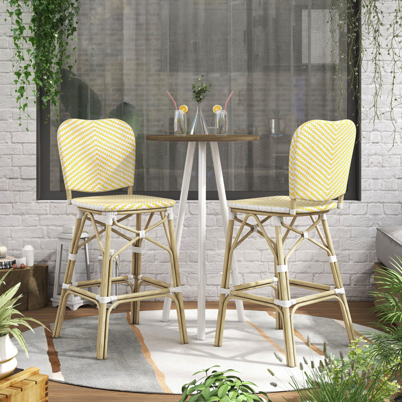 Tabouret de bar 29,75 po Fetzer, Jaune / blanc