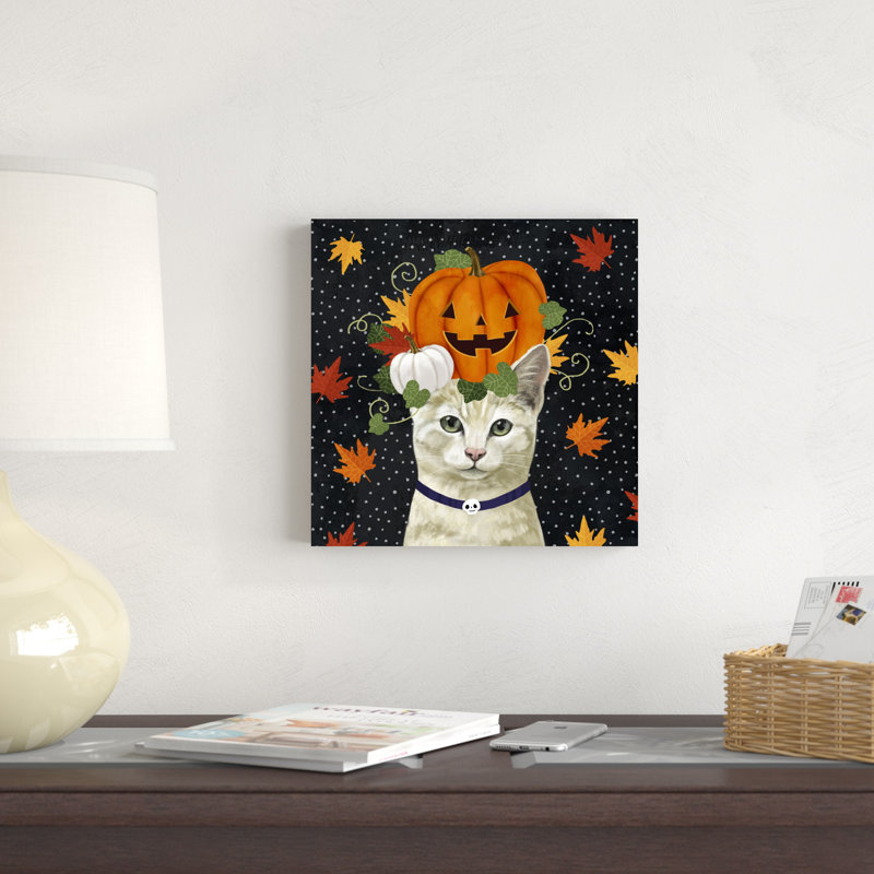 Chat d'Halloween I, H 12 po x l 12 po
