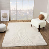 Kamrudeen Geometric Machine Made Power Loom Polypropylene Plastic Area Rug in Beige