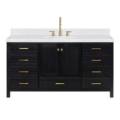Ensemble de meuble-lavabo simple 66,25 po avec plateau en quartz Amariani