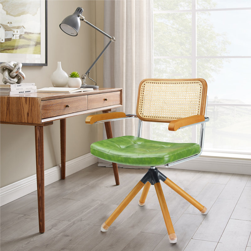 Fauteuil de bureau en cuir Bonneau, Vert