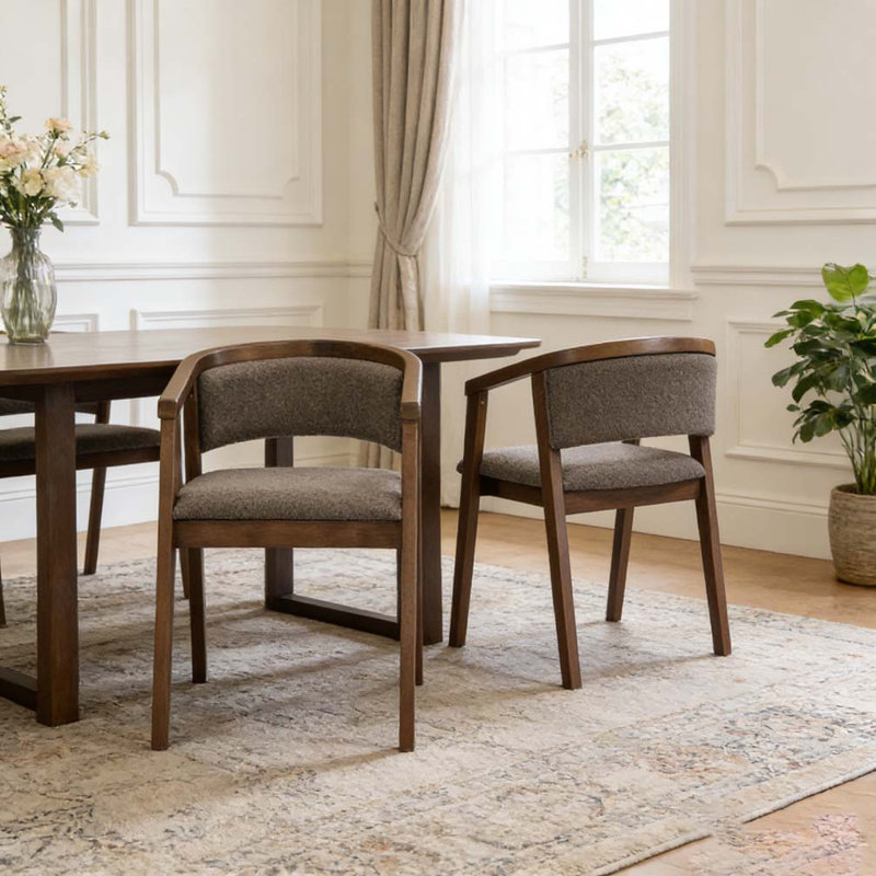 Chaise de salle à manger avec accoudoirs, Brun, noyer