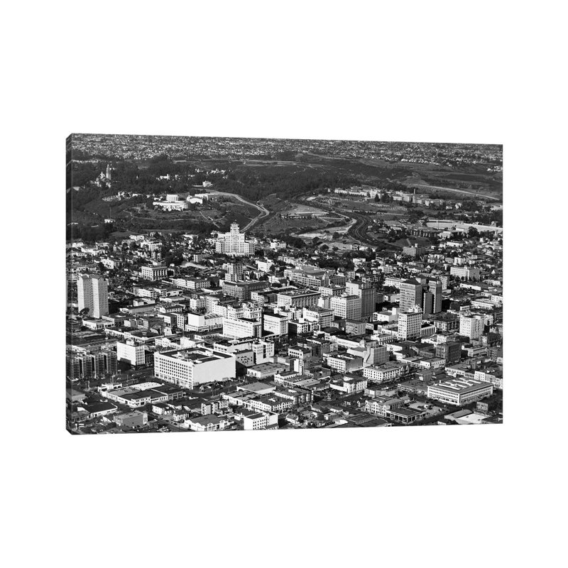 1950s Aerial View Showing El Cortez Hotel And Balboa Park Downtown San Diego, California USA - Wrapped Canvas Print
