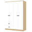Garde-robe 4 portes avec tiroirs, tablette et tringle, blanc