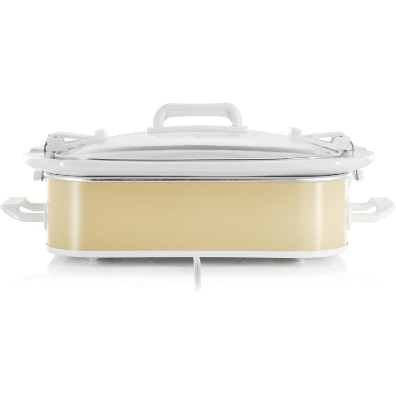 3.5 Quart Slow Cooker With Locking Lid, Oven-safe Crock & 3 Heat Settings, Cream
