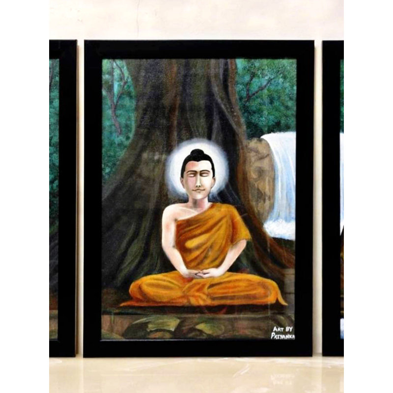 Buddha Meditating Under Tree (Set Of 3) | Watercolor Painting