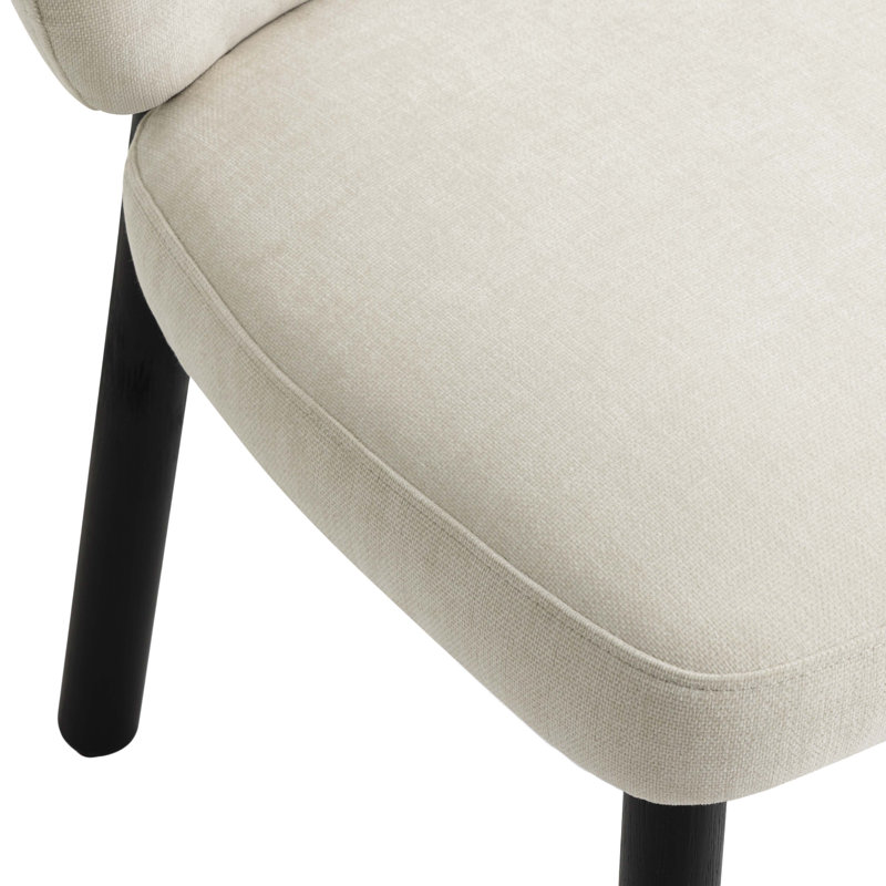 Foxy Textured Fabric Dining Chair, Cream, Dark Brown