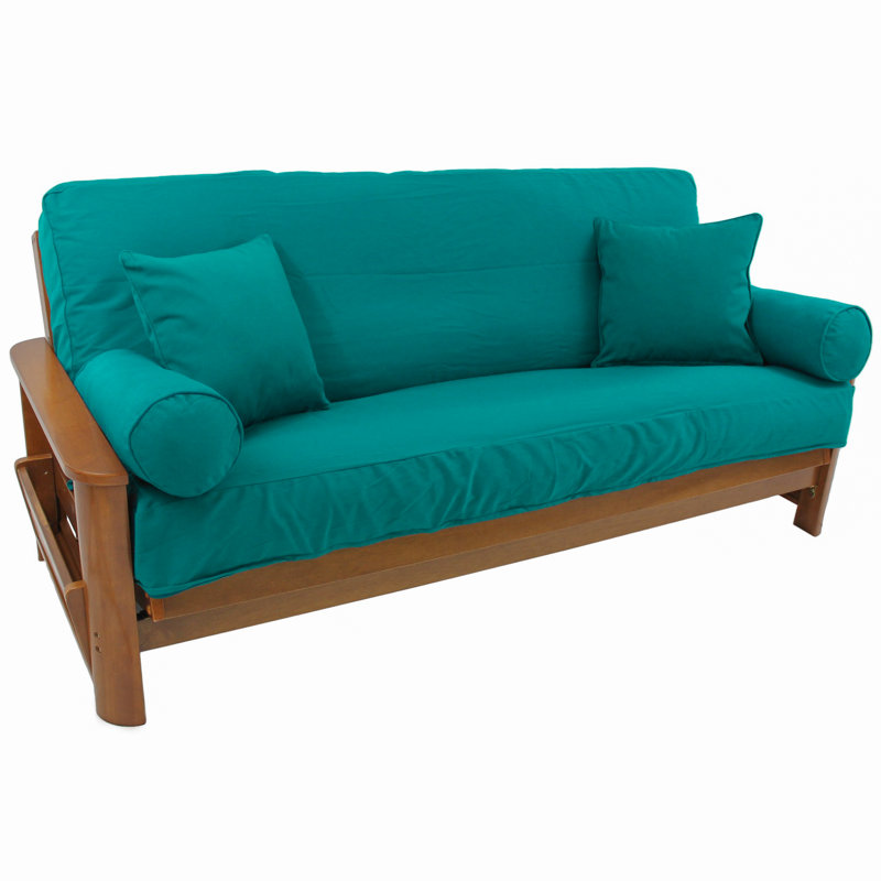 Housse pour futon à coussins carrés/rectangulaires, Bleu aqua
