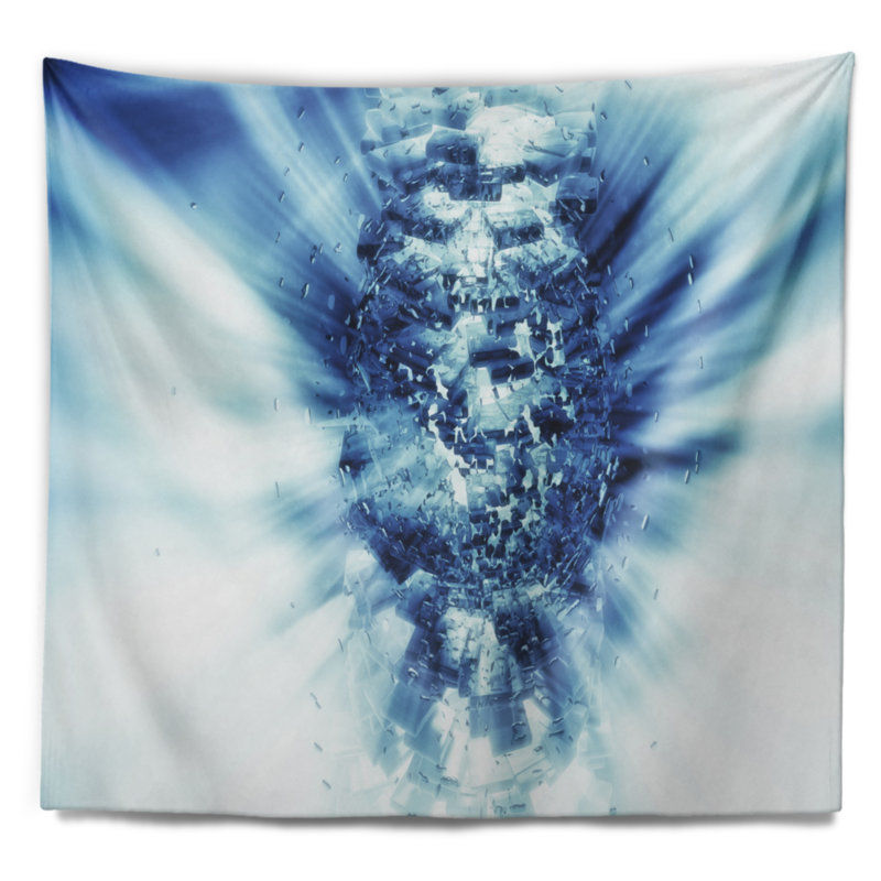 Tapisserie Fractal 3D Blue Splash Burst, H 50 po x l 60 po