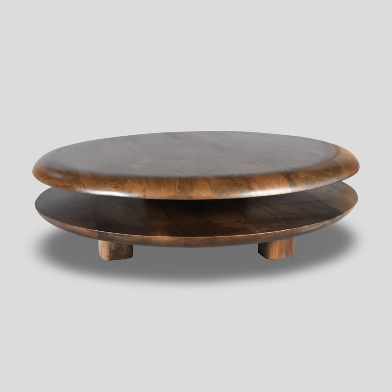 Emmeline  Round Two Tiered Floating Solid Wood Coffee Table