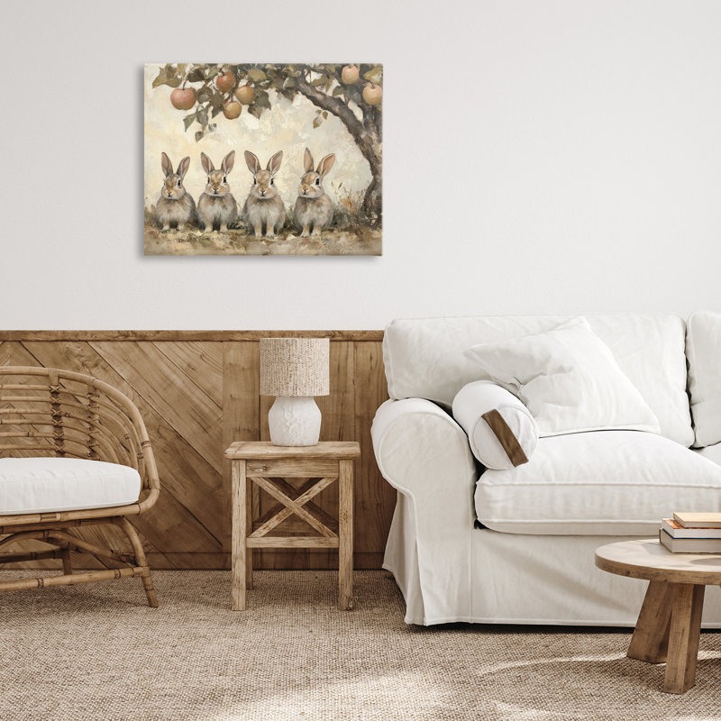 «Autumn Bunnies & Apples Canvas», conception par Petal Prints Design, H 16 po x l 20 po