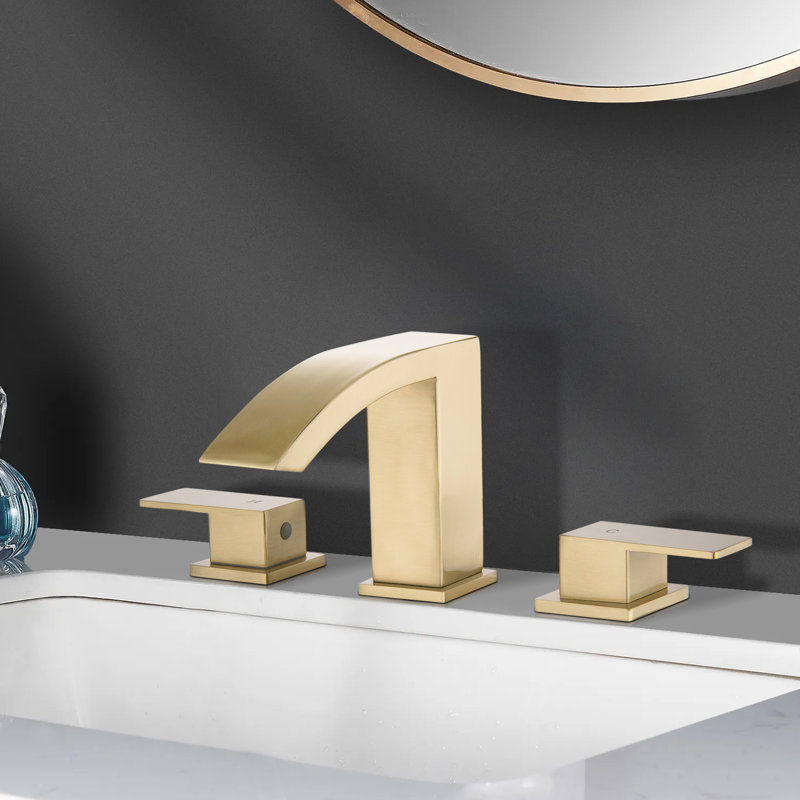 Widespread 2-handle Bathroom Faucet with Drain Assembly, Brushed Gold