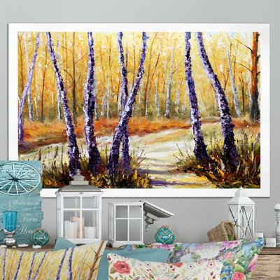 «Birch Trees In A Sunny Forest», reproduction sur toile flottante