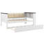Lit de jour simple en bois avec tablettes de rangement, dossier rembourré, USB et lit gigogne, blanc-525957942