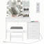 Large Vanity Table Set with Lighted Mirror & Charging Station-80827950