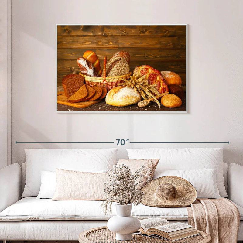 Bread Assortment, 31" X 21", Floating Frame White