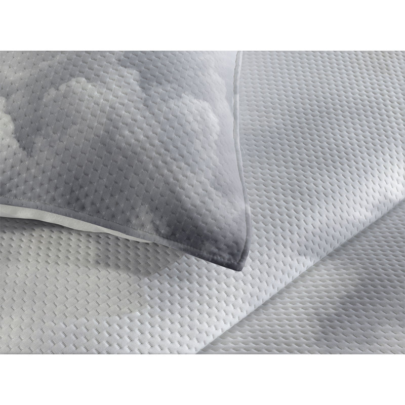 Twin Gray Quilted Polyester Bedspread Set with Pillow Sham