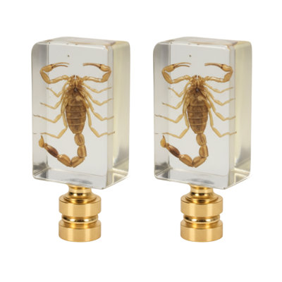 Royal Designs, Inc. F-5118PB-2 Real Scorpion in Resin Handmade Finial, Polished Brass Base, 2-Pack